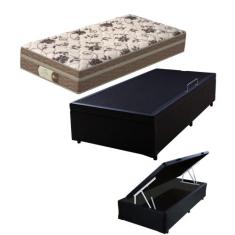 Cama Box C/ Baú Solteiro + Colchão Mola Ensacada Probel Style Pillow