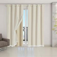 Cortina Blackout PVC com Tecido Voil 2,80 m x 2,30 m - Bege - EDDI CAS