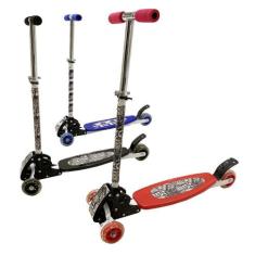 Patinete Infantil Com 4 Rodas Radicais Azul, Vermelho, Preto - BBR Toy