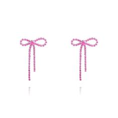 LKingel Brincos de laço para mulheres, brincos de laço de strass da moda, brincos de laço de Natal, brincos longos de borla, brincos de laço, enfeites de meia e acessórios de joias de Natal, Large,