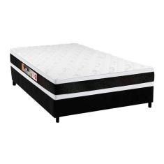 Cama Box Casal: Colchão Espuma Castor D45 Black E White Double Face + Base Crc Suede Black(138X188)