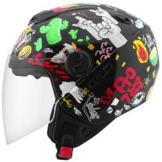 Capacete Moto Aberto New Atomic Universe Brilhante Pro Tork Masculino 
