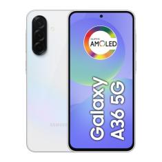 Celular Samsung Galaxy A36 5G 128GB, 6GB RAM, Câmera 50MP, IP67, Super AMOLED 6.7", Recursos AI, Branco