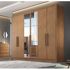 Guarda Roupa Casal com Espelho 6 Portas 8 Gavetas - Rizon-Cumaru - Móv