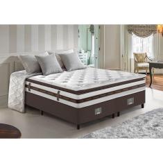 Cama Box King Colchão + Box 193x203 Molas Ensacadas Cama Inbox Relax Pillow Café