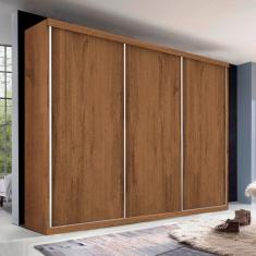 Guarda Roupa Casal Cronos Freijó 3 Portas De Correr 4 Gavetas Minastex