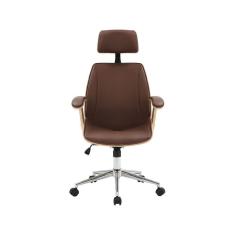 Cadeira Para Escritório Office Lisboa Natural E Pu Marrom