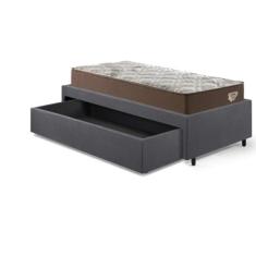 Base Box Cama Solteirão Sapateira Suede Cinza e Colchão Relax Adorabil