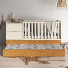 Berço Multifuncional Formare com Cama Auxiliar e Colchão Baby Physical - Matic Móveis Off White/Freijó