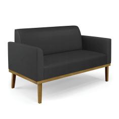 Sofá Namoradeira Base De Madeira Fixa Castanho Marisa Corino D03 - D?rossi Cor Preto