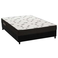 Cama Box Casal: Colchão Espuma Ortobom D45 Light Ortopilow + Base CRC Suede Black(138x188)