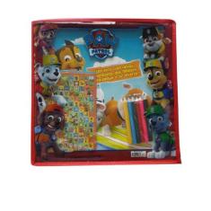 Livro para Colorir Patrulha Canina com Adesivos Lápis de Cor e Bolsa