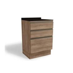 Balcão de Cozinha Maxxi G743 3 Gavetas c/Tampo 60cm Nogal/Preto - Kapp