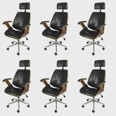 Kit 6 Cadeiras para Escritorio Presidente Bergen 3331