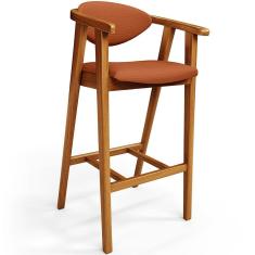 Banqueta Alta Para Cozinha Bancada Bar Sala de Jantar Fixa Cecília L02 Tecido Terracota - Lyam