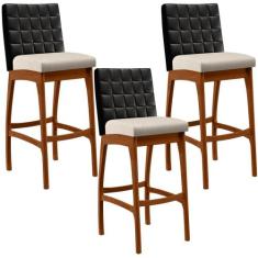 Kit 03 Banquetas Altas Cozinha Sala De Jantar Fixa Mila L02 material s
