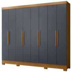 Guarda Roupas Casal 8 Portas 4 Gavetas Diplomata Moval Freijó/Cinza