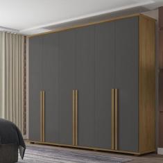 Guarda-Roupa 6 Portas com 5 Gavetas Internas 1 com Divisória e Maleiro