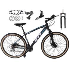 Bicicleta Aro 29 GTI Roma Câmbios Shimano 24v K7 Freios Hidráulicos Suspensão Com Trava Pneus Bege-Unissex