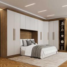 Guarda Roupa Casal Modulado Safira 11 Portas de Bater 9 Gavetas MDF Cumaru-fendi Clic Móveis