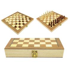 Jogo Xadrez e Damas Luxo Hoyle Games 2 Em 1 Tabuleiro Caixa Dobrável e Peças em Madeira
