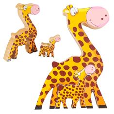 Quebra Cabeça Zoo Filhotes Madeira - Girafa - Amarelo - 73622 - Maninho Artesanatos