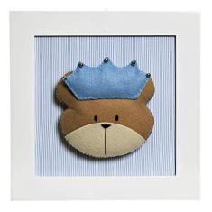 Potinho de Mel Quadro Decorativo Cara Do Urso Príncipe Quarto Bebê Infantil Menino Azul
