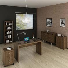 Conjunto Home Office 5 Peças 1 Escrivaninha, 2 Balcões, 1 Estante e 1 Gaveteiro Espresso Móveis