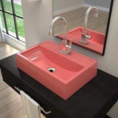 Cuba de Apoio para Banheiro Q45W Retangular Compace Rosa