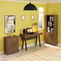 Conjunto Home Office 3 peças 1 Escrivaninha com Estante e 1 Balcão Tecno Mobili Rústico