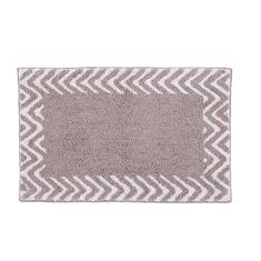 Tapete De Quarto Kids Infantil Bebê Algodão Retangular Vizapi Chevron 70x120Cm Cinza Gris Branco