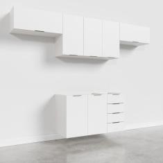 Cozinha Modulada 4 Peças sem Tampo 3 Aéreos 5 Portas e 1 Balcão Ipanema CabeCasa MadeiraMadeira Branco