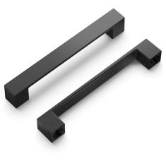 Hickory Hardware Pacote com 10 puxadores quadrados de armário Heritage, alças de perfil baixo para portas de armário de cozinha, gavetas de cômoda e penteadeira de banheiro, 128 mm (5-1/16 pol.) de