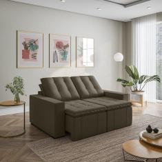 Sofá Cama Retrátil e Reclinável 3 Lugares 180cm em Veludo com Molas e Braço Reto Palmeira Cabecasa M Grafite