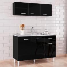 Cozinha Compacta 6 Portas 1 Gaveta Chic Poquema - Preto