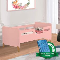 Cama Infantil Com Grade Rose Cecilia Vj Móveis Com Colchão Gazin