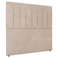 Cabeceira Cama Box Casal Queen Size Ivana 160cm Veludo - Desk Design Cor Bege