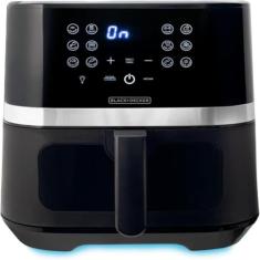Black Decker Air Fryer Fritadeira Digital Gourmand Gris, Painel Touch, Sem Óleo, 12 Programas de Preparo, Capacidade de 5,5L, Modelo AFDLG, 220V