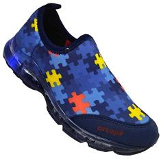 Tênis Infantil Menino Com Led Ortopé 46011 Marinho