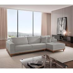 Sofá Cronos 03 Metros Chaise Lado Direito Meu Sofá Online A230 Linho Cinza