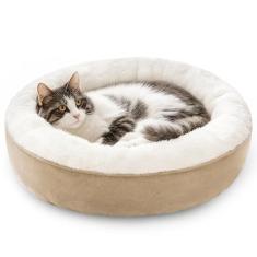 Love's cabin Cama acolchoada redonda para gatos e cães, cama para animais de estimação de 50 cm para gatos ou cães pequenos, fundo antiderrapante e resistente à água, camas para animais de estimação