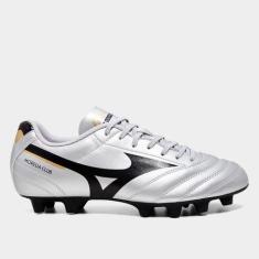 Chuteira Campo Mizuno Morelia Club Unissex, Prata, Preto, 39