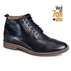 Bota Rafarillo Coturno Masculina Couro Aumenta Altura-Masculino