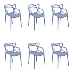 6 Cadeiras Decorativas Sala e Cozinha Feliti pp Azul Caribe