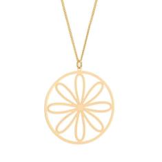 Colar Rommanel Banhado Ouro Pingente Grande Mandala Laranja