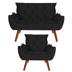 Namoradeira + Poltronas Opala Veludo Preto