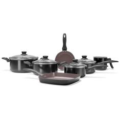 Jogo de Panelas Brinox Ceramic Life Easy 7 Peças Preto