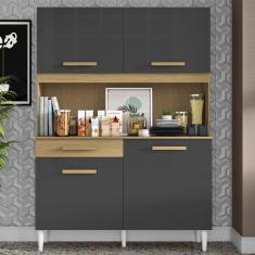 Kit Cozinha Compacta 4 Portas 2003308 121cm Atacama Grafite ARMoveis