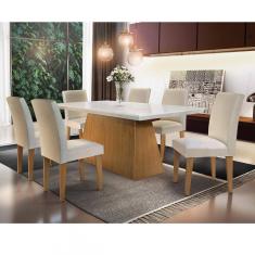 Conjunto Sala de Jantar com 6 Cadeiras Mariana Espresso Móveis Creme/Off White/Imbuia