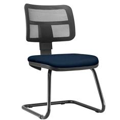 Cadeira de Escritório Recepção Fixa Zip L02 Crepe Azul Marinho - Lyam Decor